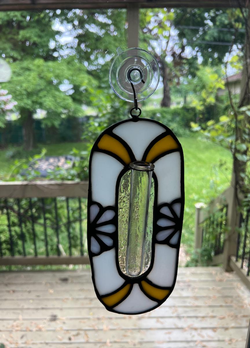 Station de propagation en verre vitrail fait main – Support pour boutures plantes d’intérieur style Tiffany – Cadeau déco artisanal
