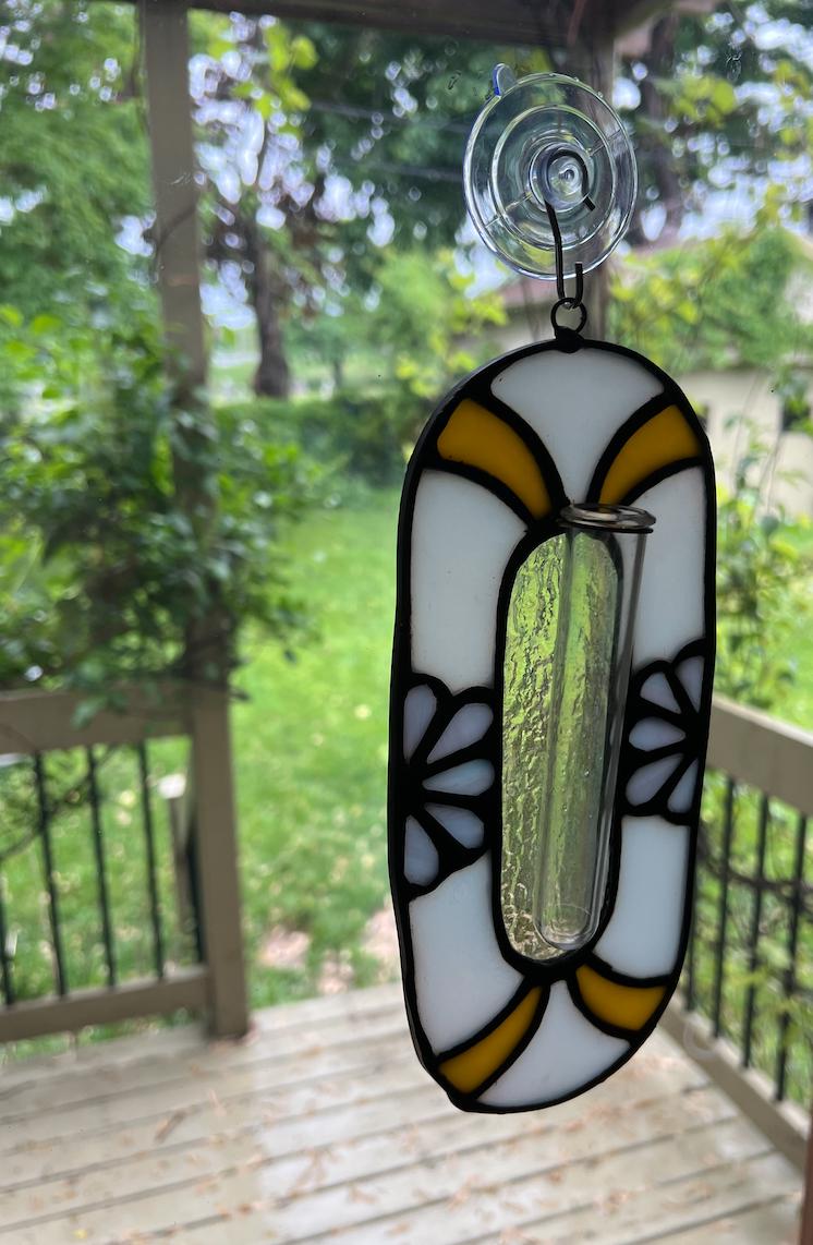 Station de propagation en verre vitrail fait main – Support pour boutures plantes d’intérieur style Tiffany – Cadeau déco artisanal